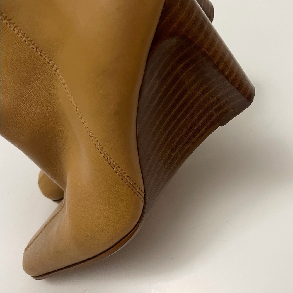 (sold)White Mountain Leather Wedge Heeled Boots Boho Chic Minimalist Casual Fall - Picture 11 of 14